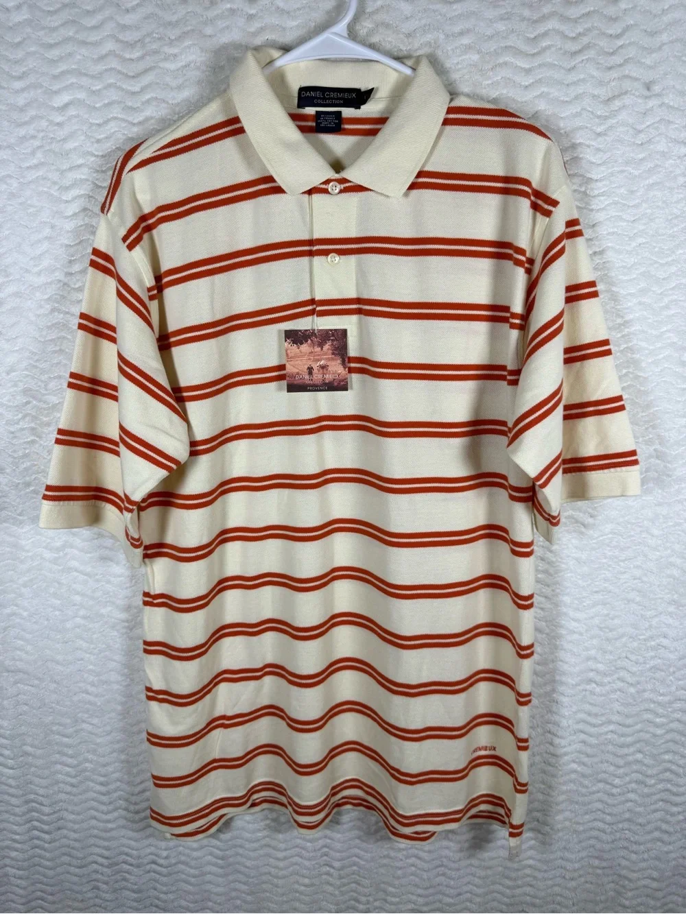 Vintage Daniel Cremieux Cream and Orange Striped Polo. Absolutely classic piece